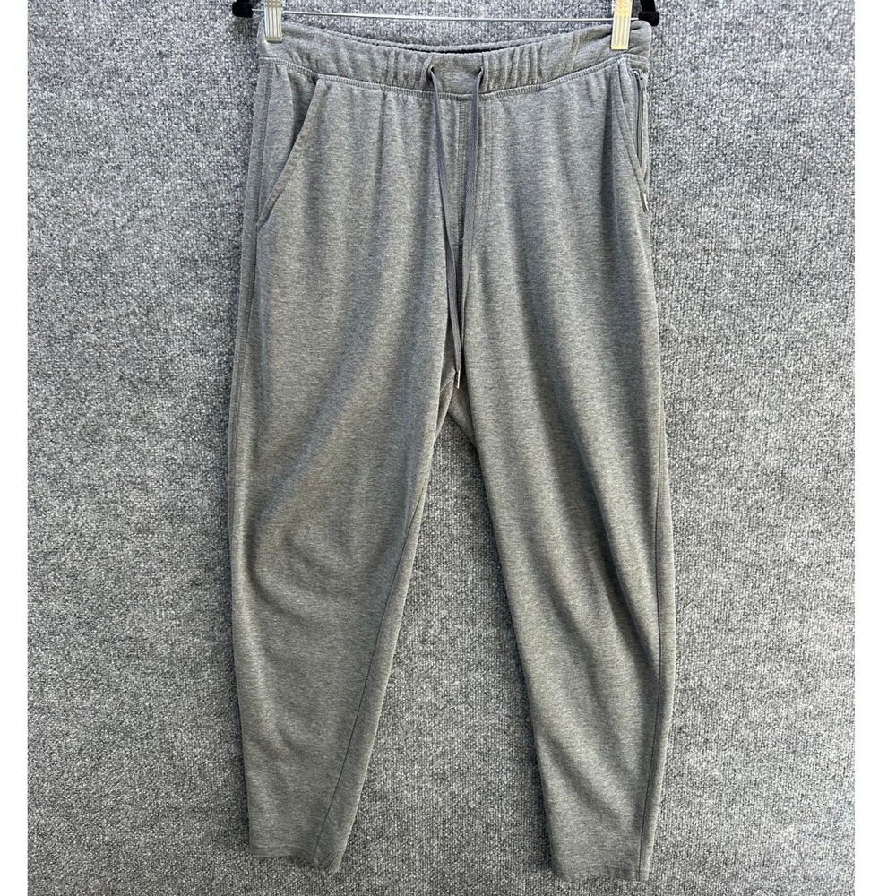 Eddie Bauer Lounge Mens Grey Heather Tapered Jogger Pants Size M Drawstring Zip